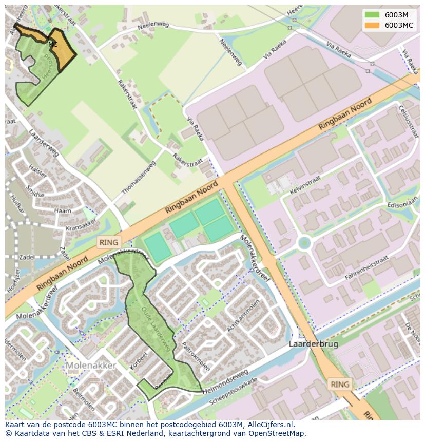 Afbeelding van het postcodegebied 6003 MC op de kaart.