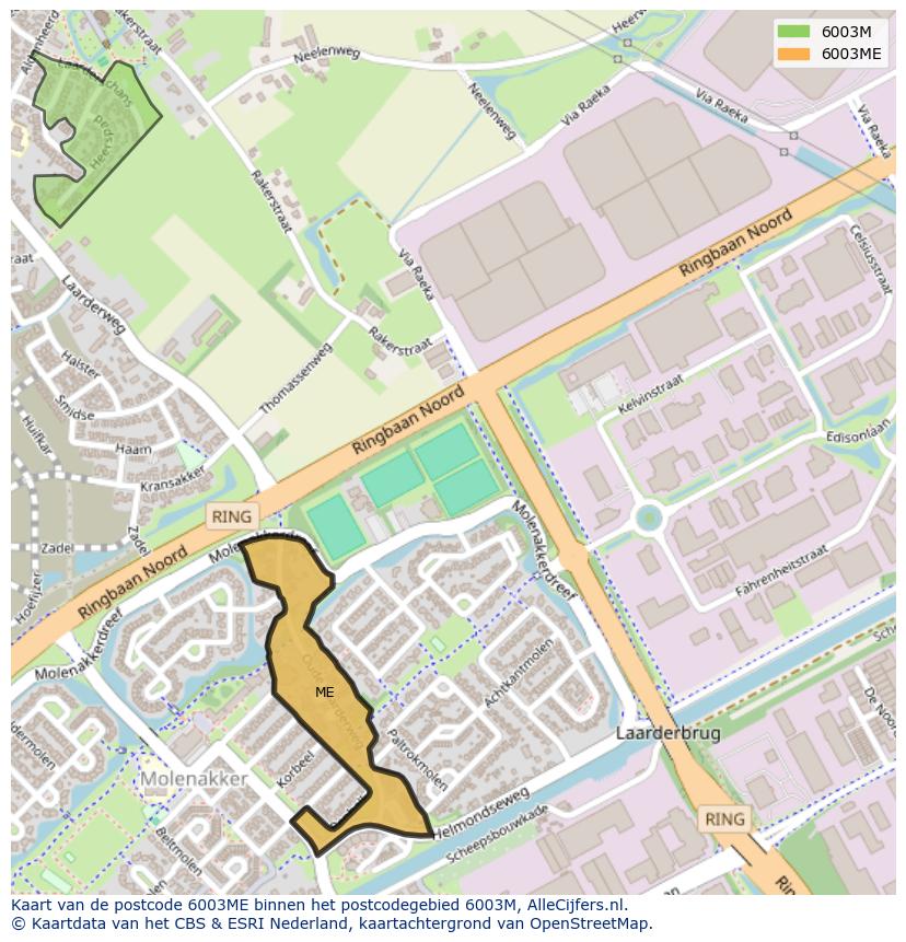 Afbeelding van het postcodegebied 6003 ME op de kaart.