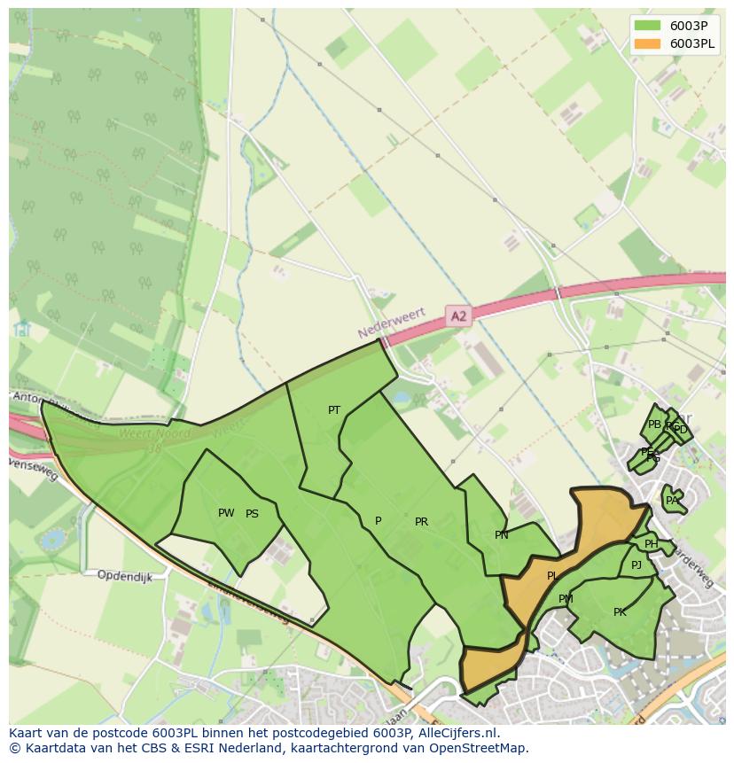 Afbeelding van het postcodegebied 6003 PL op de kaart.