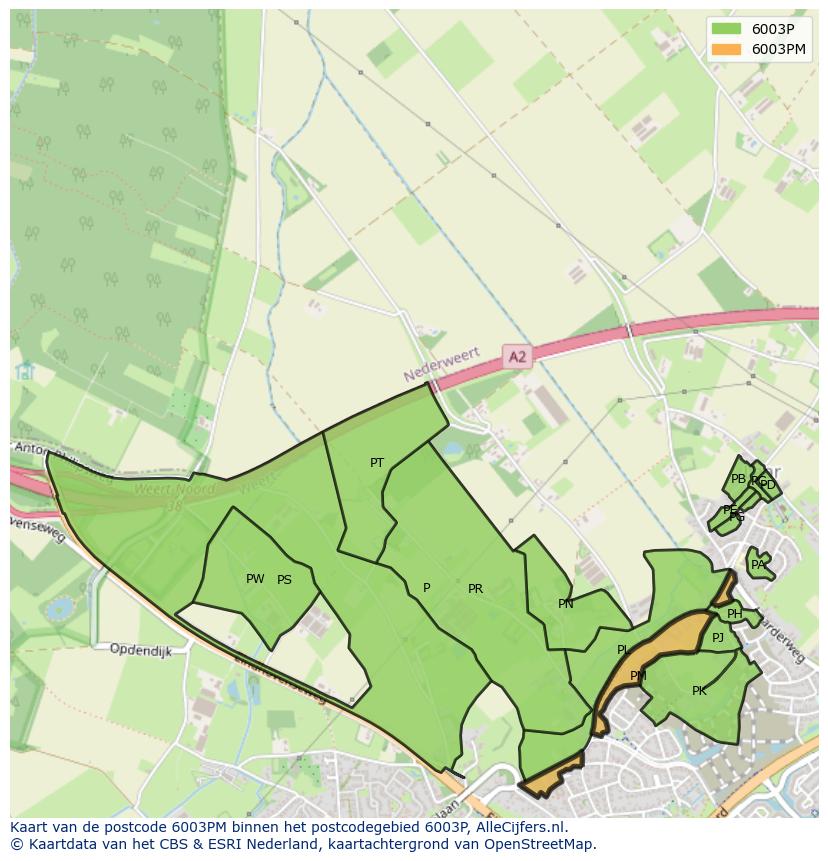 Afbeelding van het postcodegebied 6003 PM op de kaart.