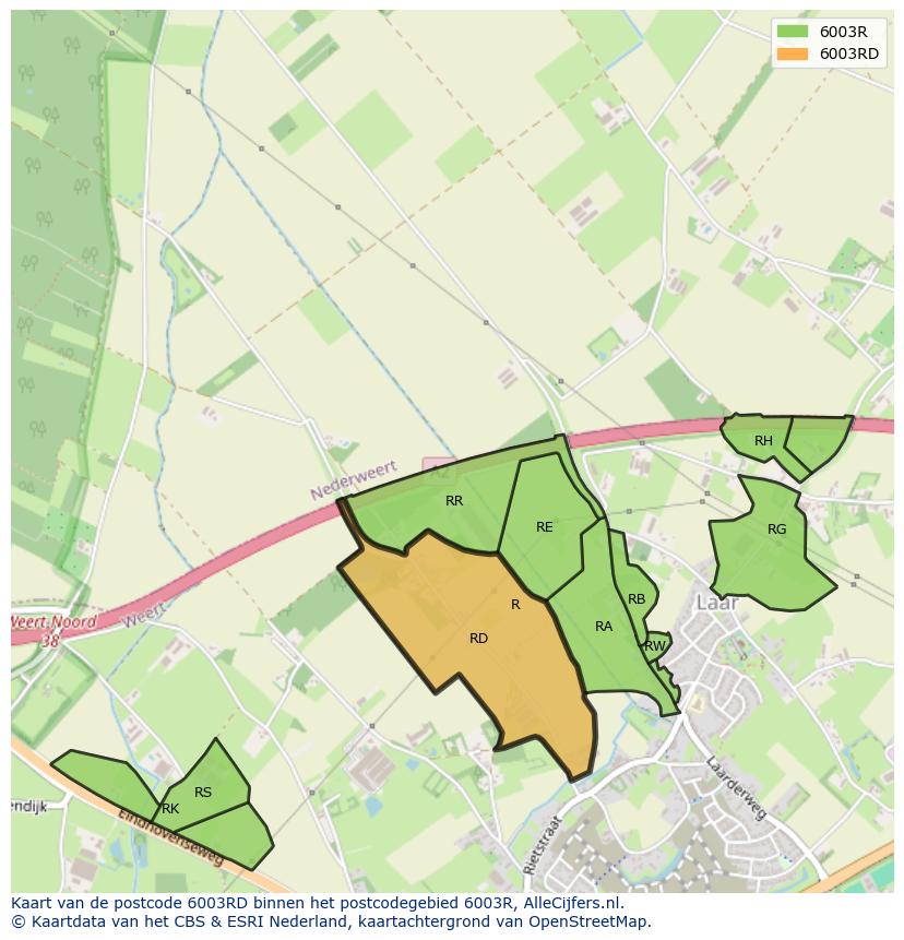 Afbeelding van het postcodegebied 6003 RD op de kaart.