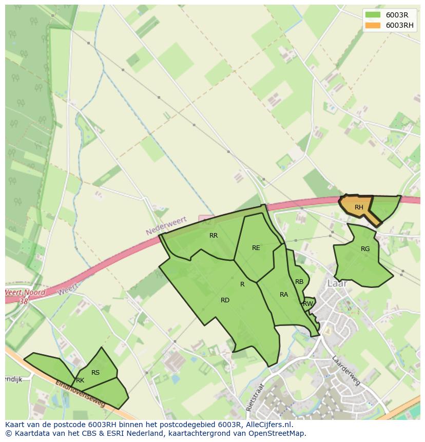 Afbeelding van het postcodegebied 6003 RH op de kaart.