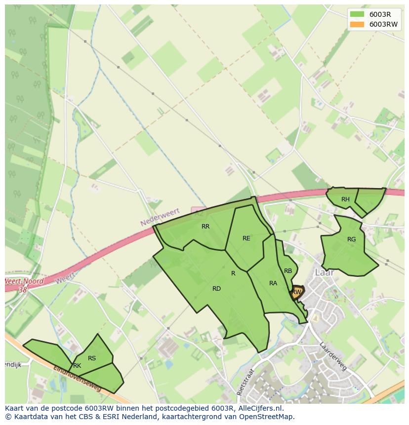 Afbeelding van het postcodegebied 6003 RW op de kaart.
