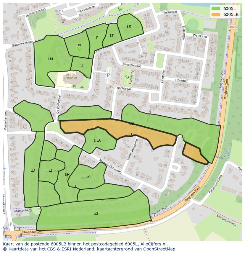 Afbeelding van het postcodegebied 6005 LB op de kaart.