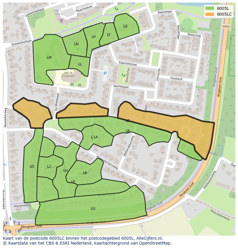 Afbeelding van het postcodegebied 6005 LC op de kaart.