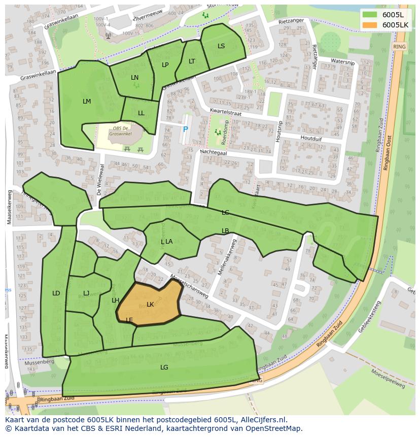 Afbeelding van het postcodegebied 6005 LK op de kaart.