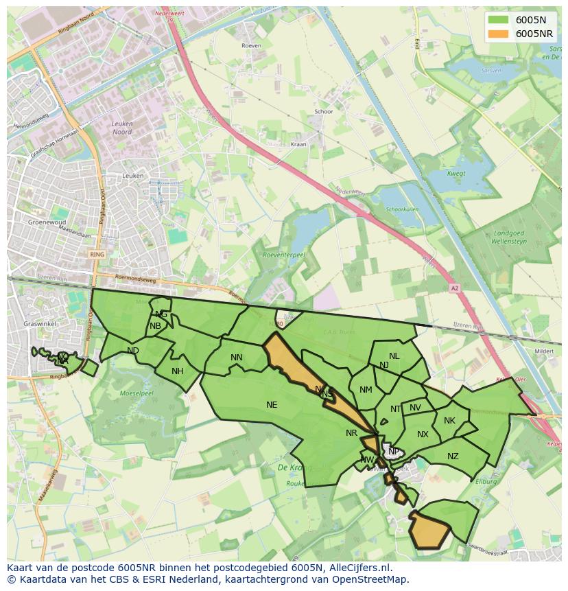 Afbeelding van het postcodegebied 6005 NR op de kaart.