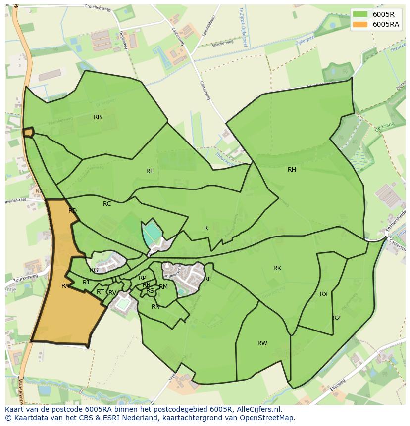 Afbeelding van het postcodegebied 6005 RA op de kaart.