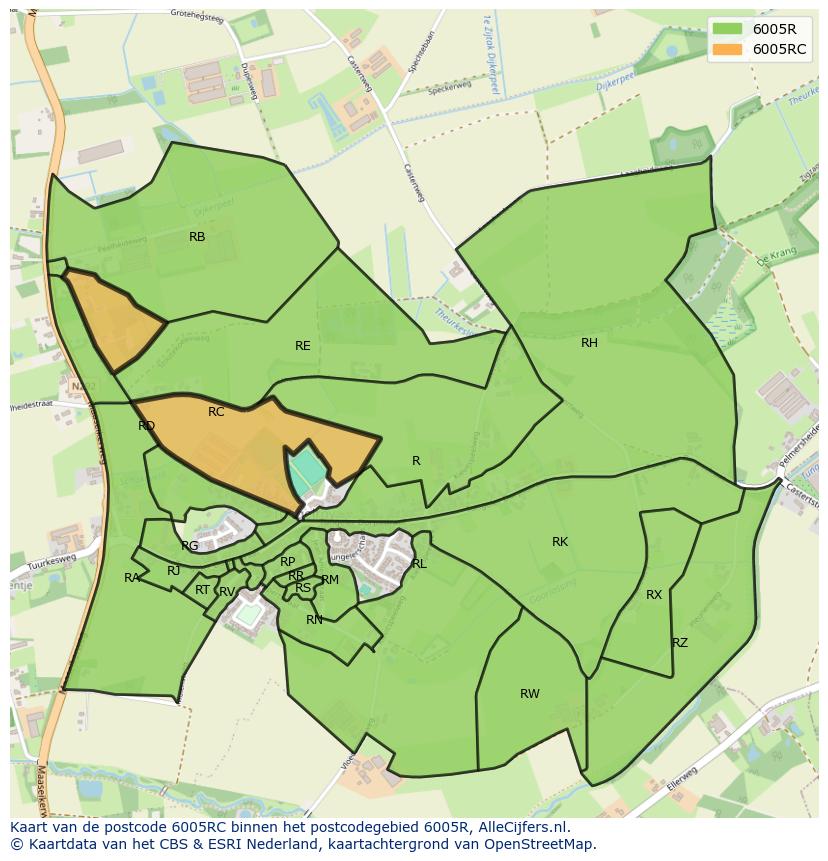 Afbeelding van het postcodegebied 6005 RC op de kaart.
