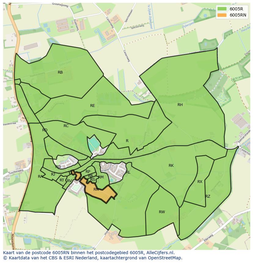 Afbeelding van het postcodegebied 6005 RN op de kaart.