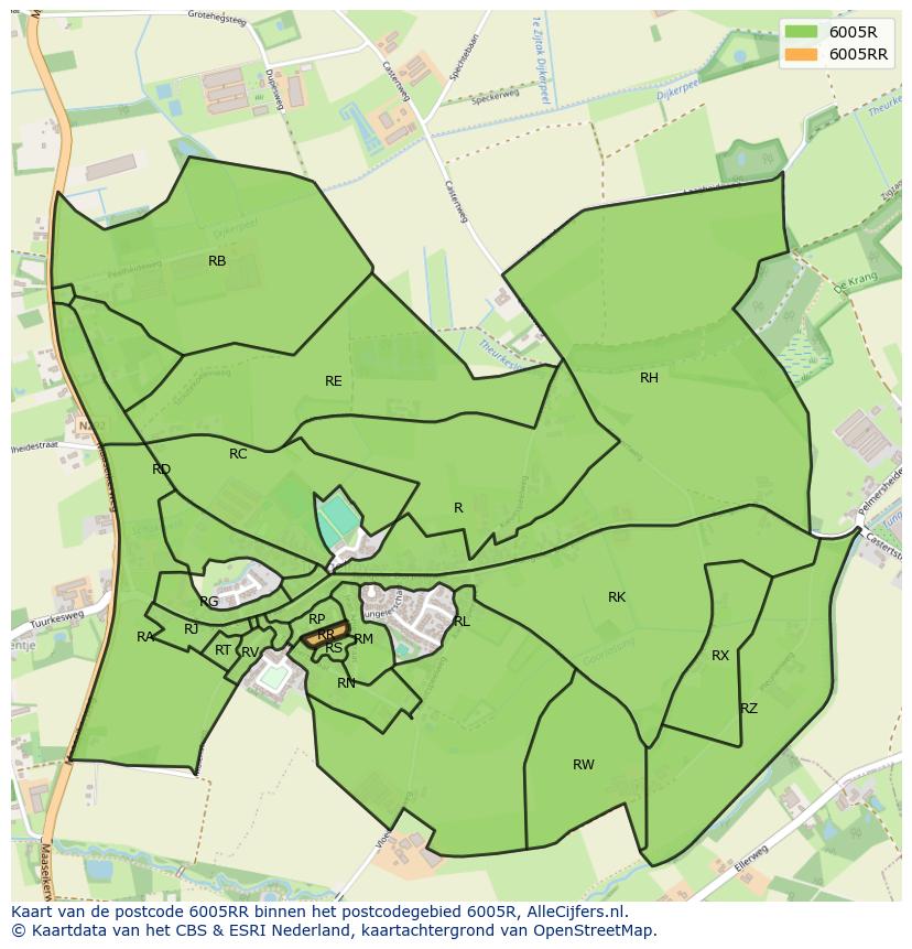 Afbeelding van het postcodegebied 6005 RR op de kaart.