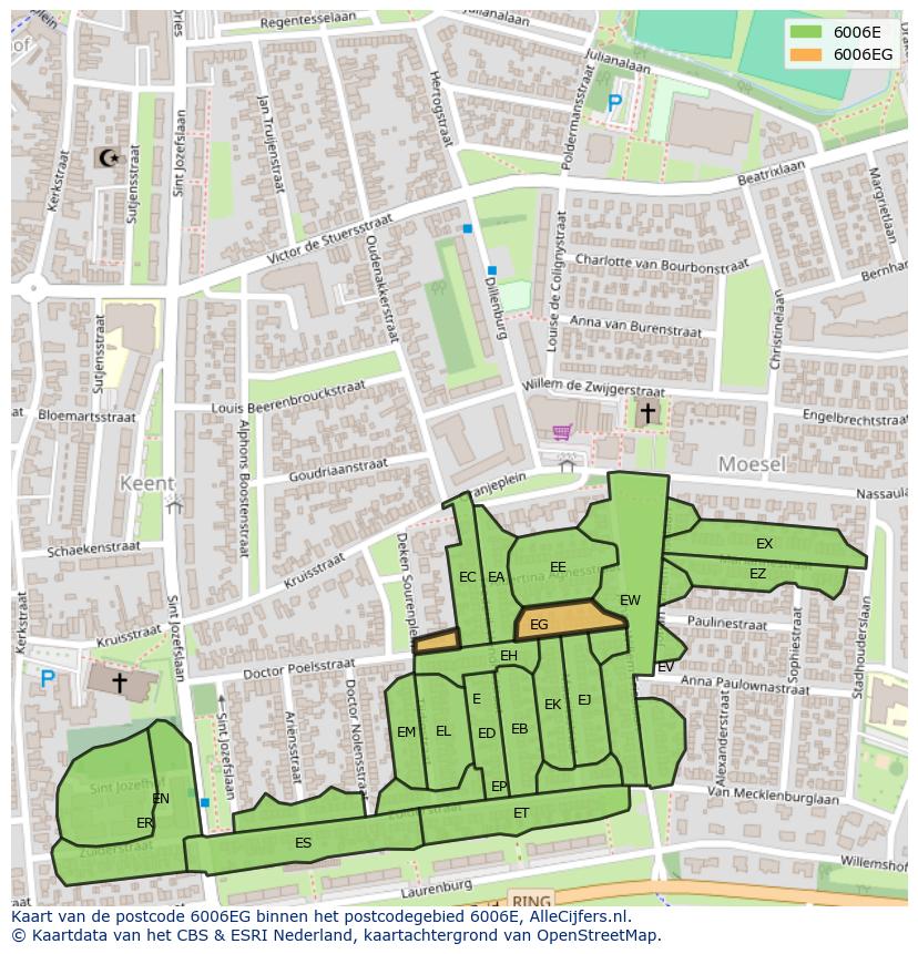 Afbeelding van het postcodegebied 6006 EG op de kaart.