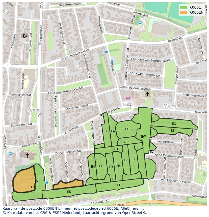 Afbeelding van het postcodegebied 6006 EN op de kaart.