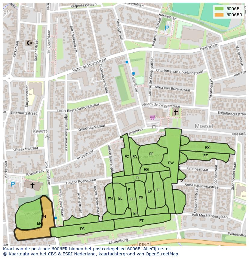 Afbeelding van het postcodegebied 6006 ER op de kaart.