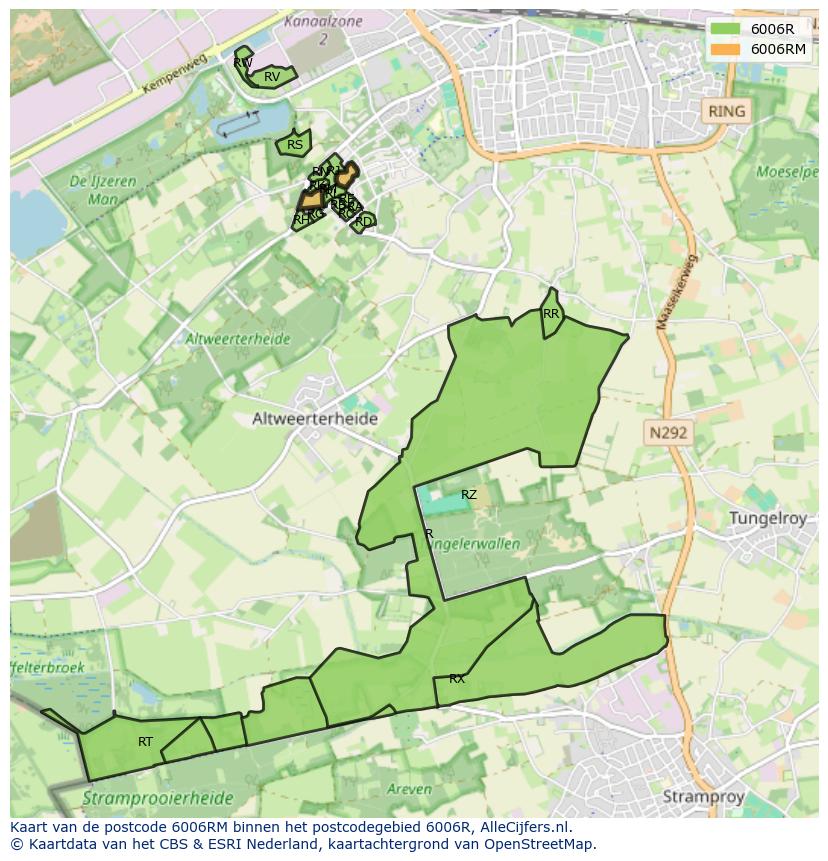 Afbeelding van het postcodegebied 6006 RM op de kaart.