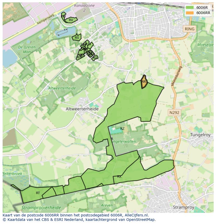 Afbeelding van het postcodegebied 6006 RR op de kaart.