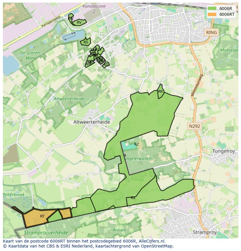 Afbeelding van het postcodegebied 6006 RT op de kaart.