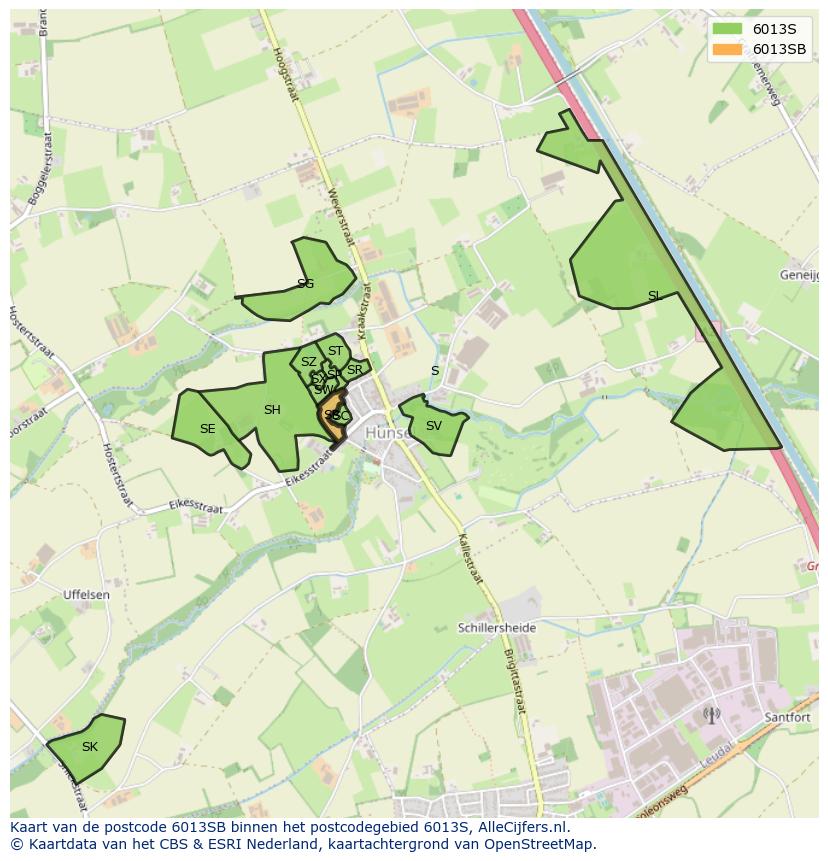 Afbeelding van het postcodegebied 6013 SB op de kaart.
