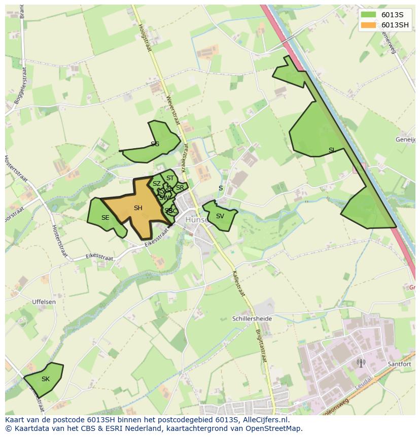 Afbeelding van het postcodegebied 6013 SH op de kaart.