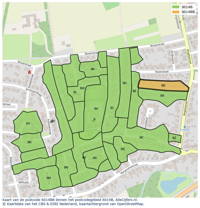 Afbeelding van het postcodegebied 6014 BB op de kaart.