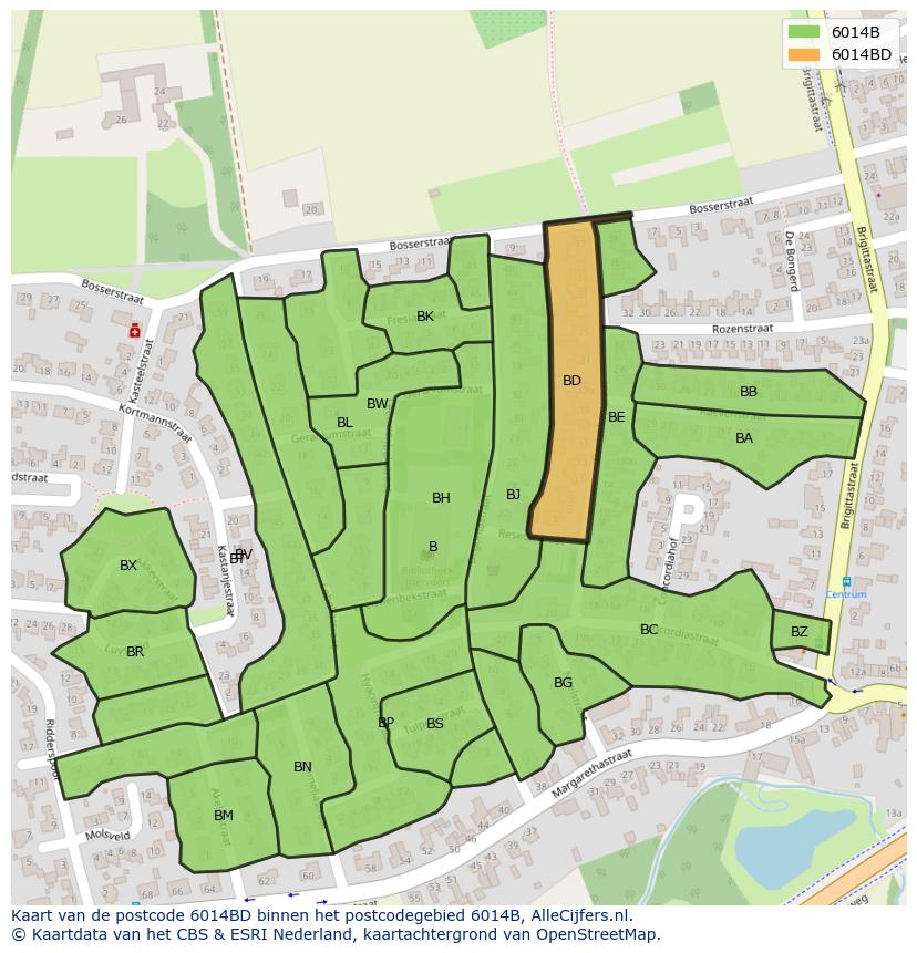 Afbeelding van het postcodegebied 6014 BD op de kaart.