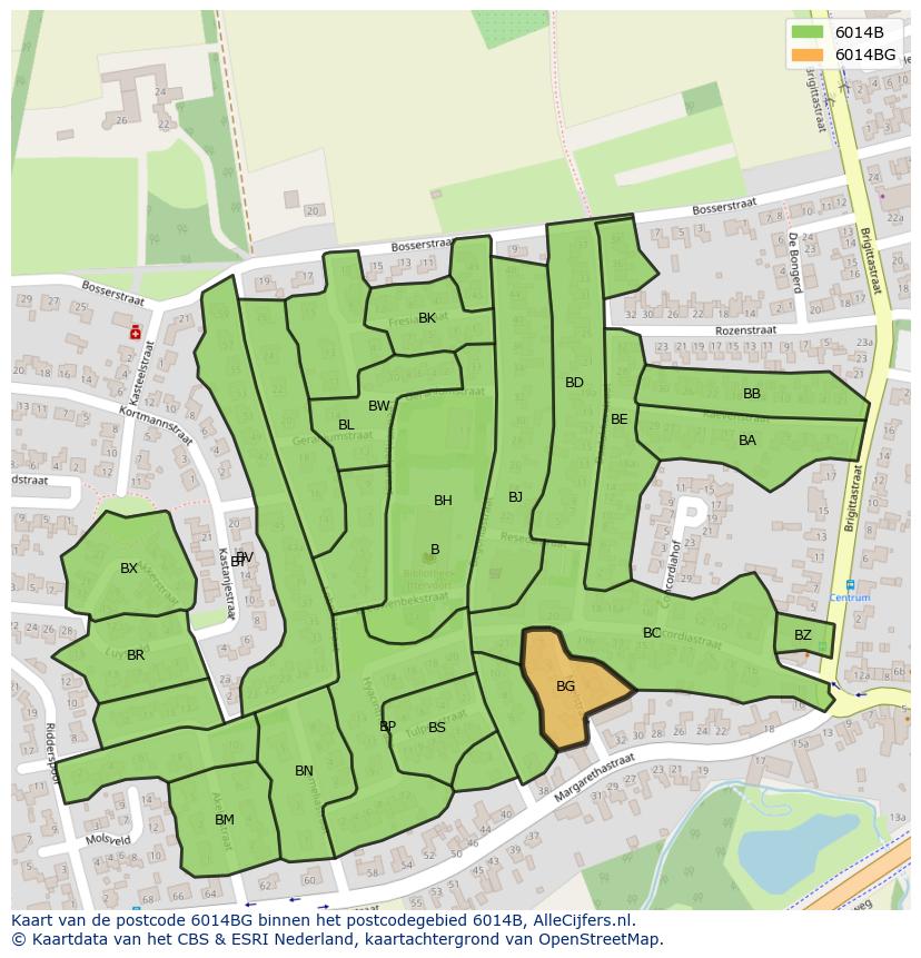Afbeelding van het postcodegebied 6014 BG op de kaart.