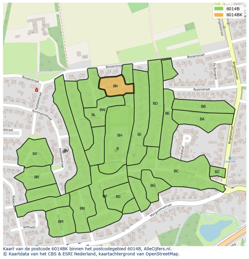 Afbeelding van het postcodegebied 6014 BK op de kaart.