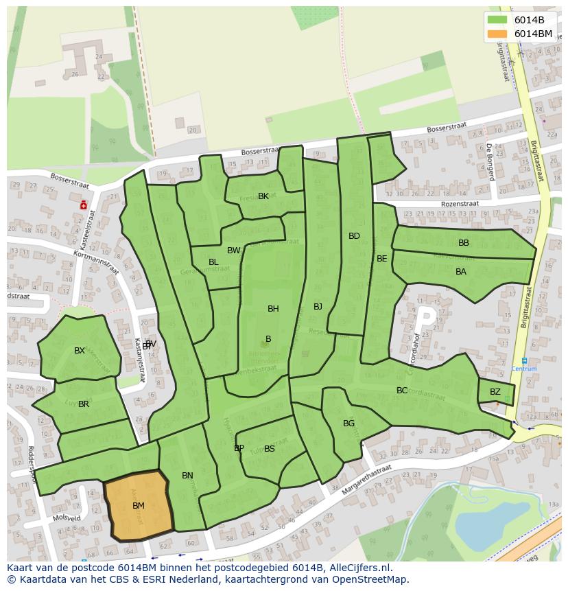 Afbeelding van het postcodegebied 6014 BM op de kaart.