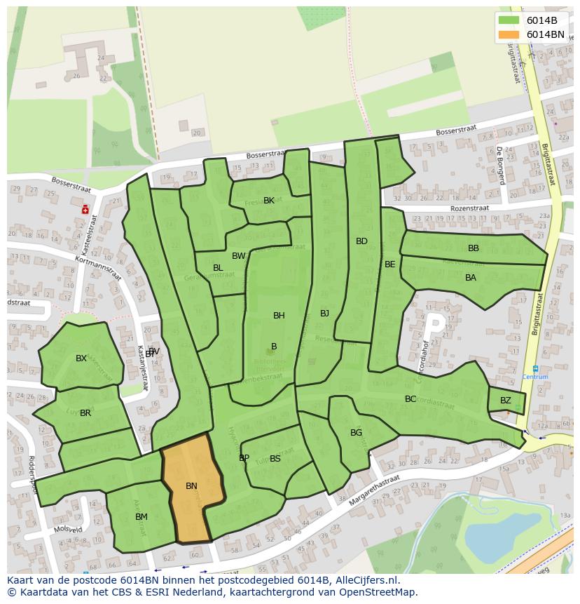 Afbeelding van het postcodegebied 6014 BN op de kaart.