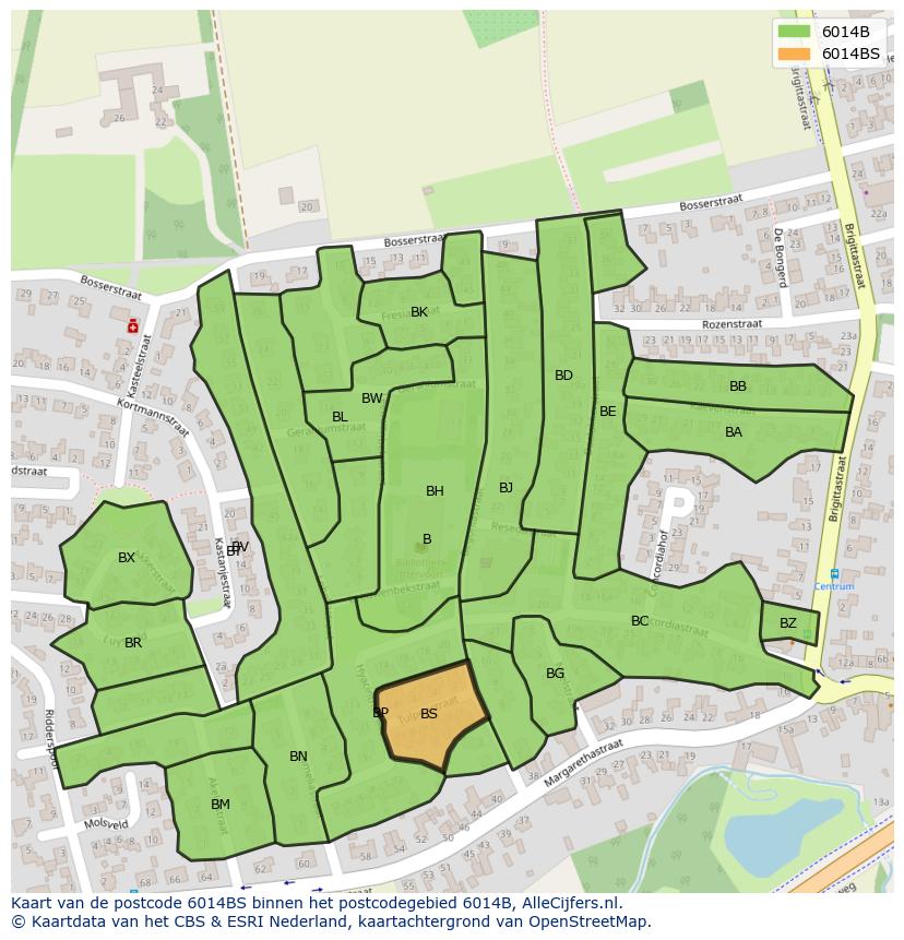 Afbeelding van het postcodegebied 6014 BS op de kaart.