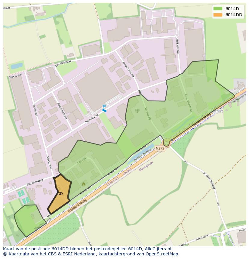 Afbeelding van het postcodegebied 6014 DD op de kaart.