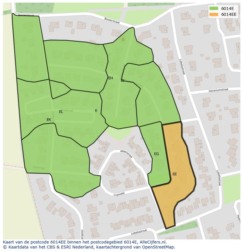 Afbeelding van het postcodegebied 6014 EE op de kaart.