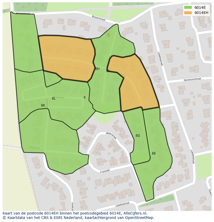Afbeelding van het postcodegebied 6014 EH op de kaart.