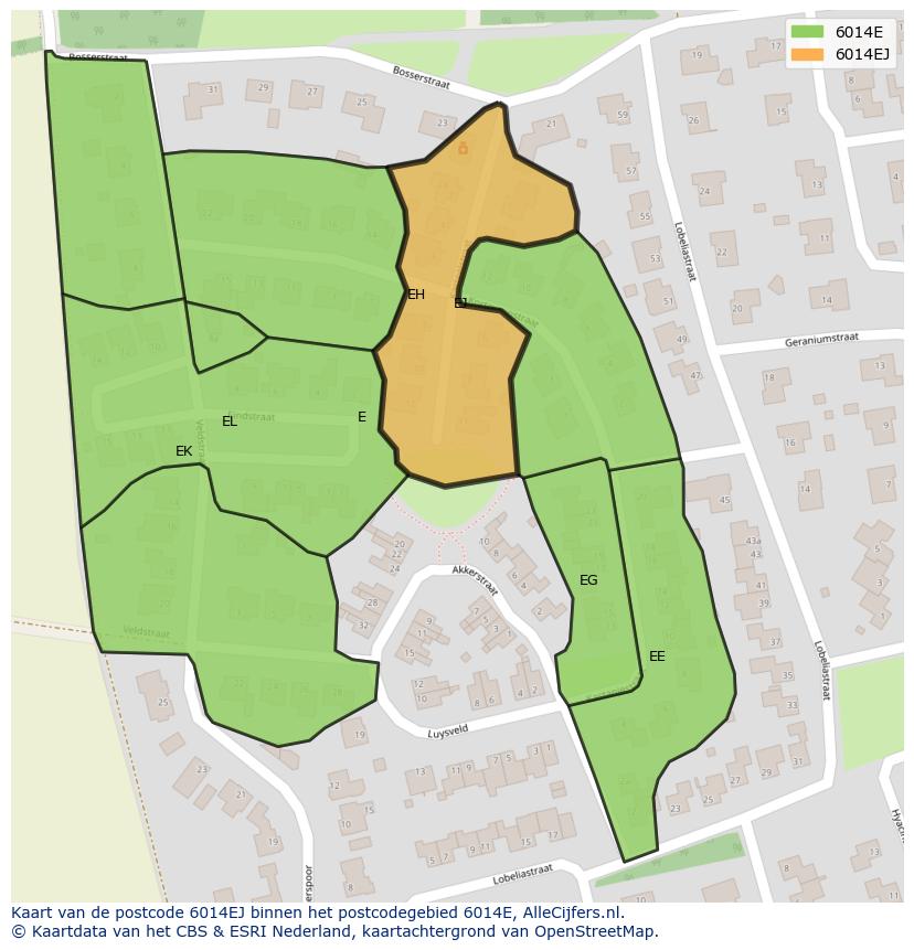 Afbeelding van het postcodegebied 6014 EJ op de kaart.