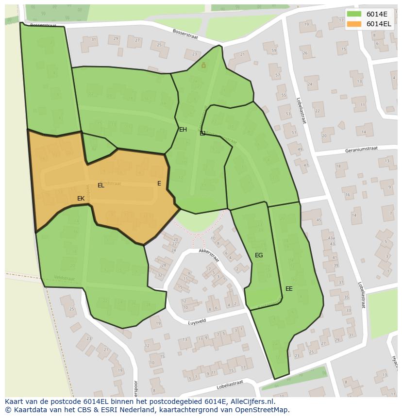 Afbeelding van het postcodegebied 6014 EL op de kaart.