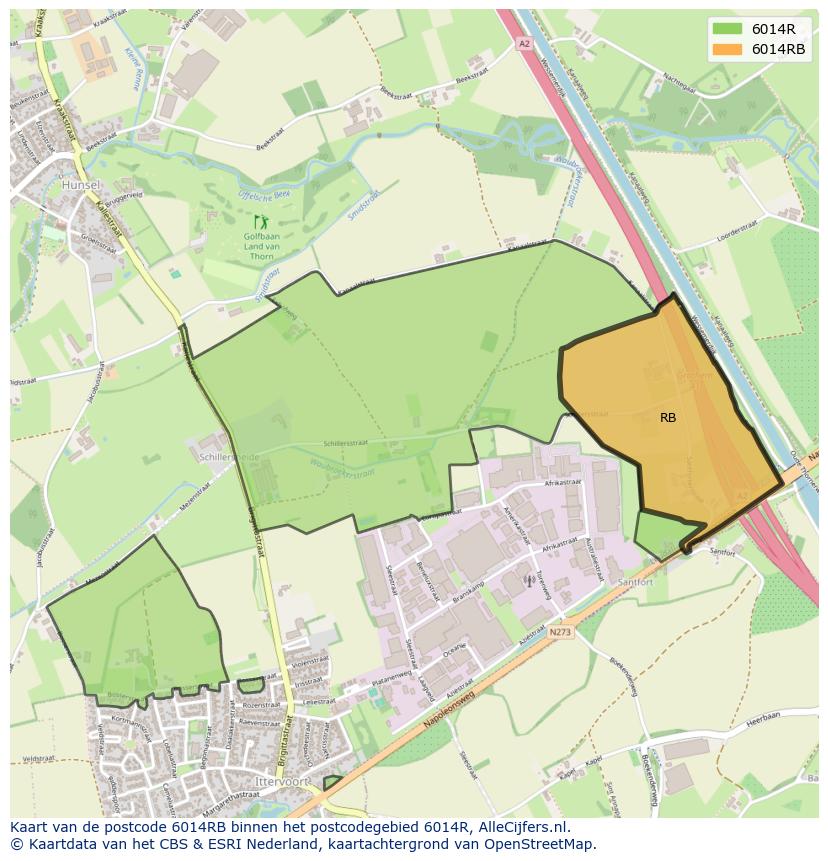 Afbeelding van het postcodegebied 6014 RB op de kaart.