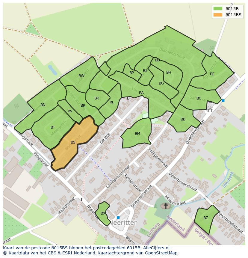 Afbeelding van het postcodegebied 6015 BS op de kaart.