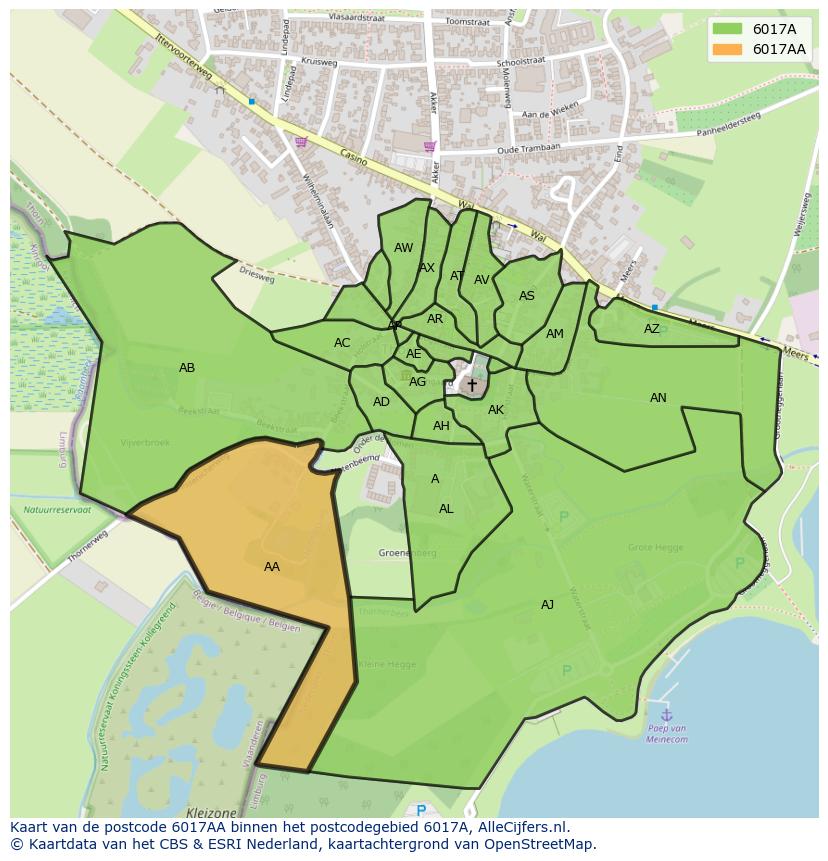 Afbeelding van het postcodegebied 6017 AA op de kaart.