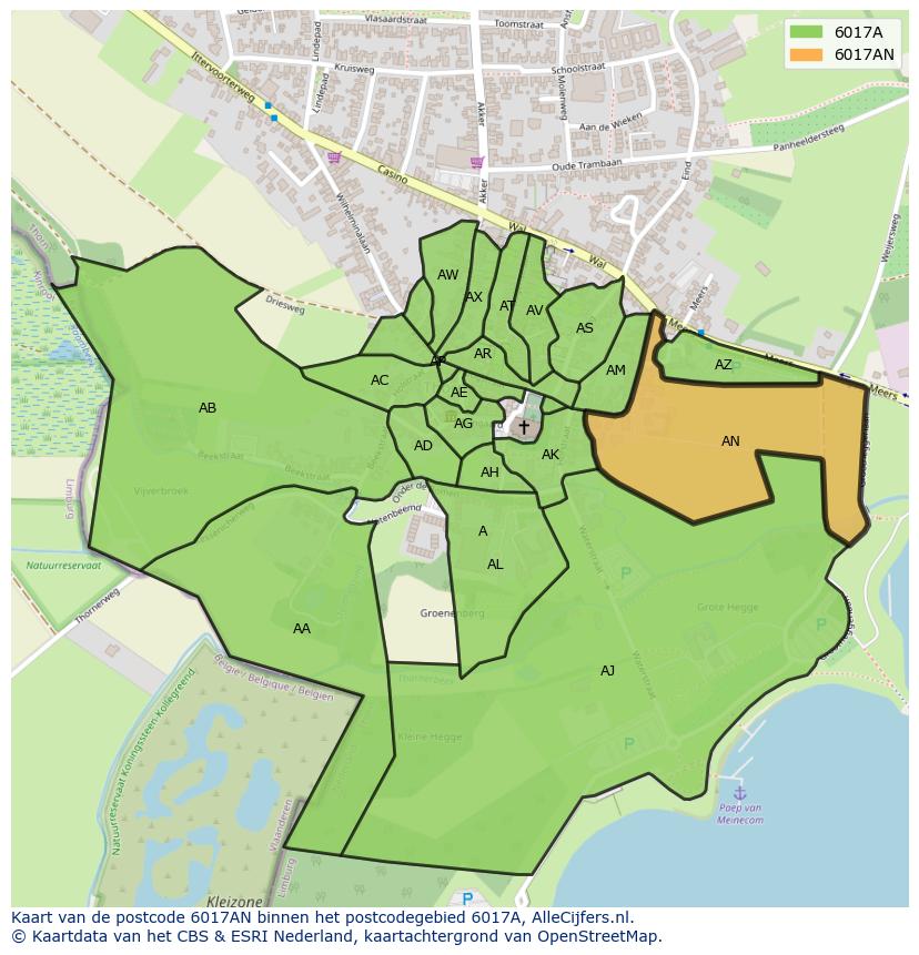 Afbeelding van het postcodegebied 6017 AN op de kaart.