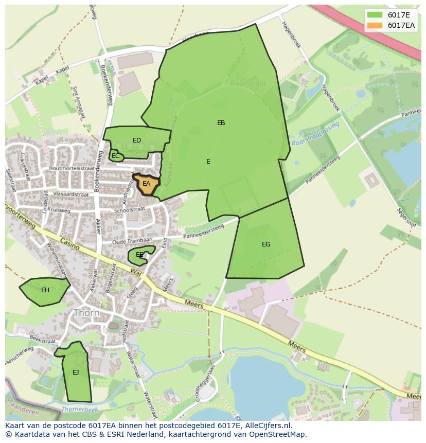 Afbeelding van het postcodegebied 6017 EA op de kaart.