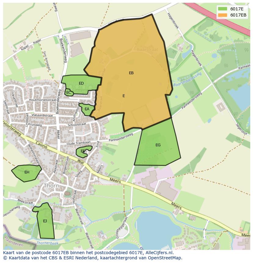 Afbeelding van het postcodegebied 6017 EB op de kaart.