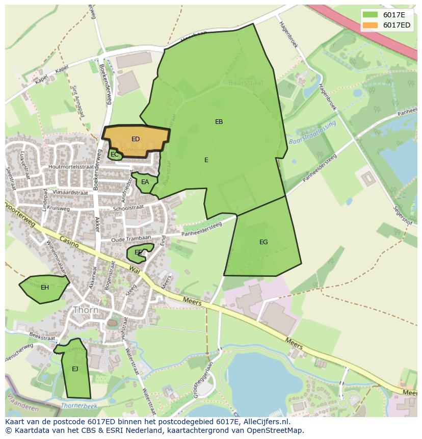 Afbeelding van het postcodegebied 6017 ED op de kaart.