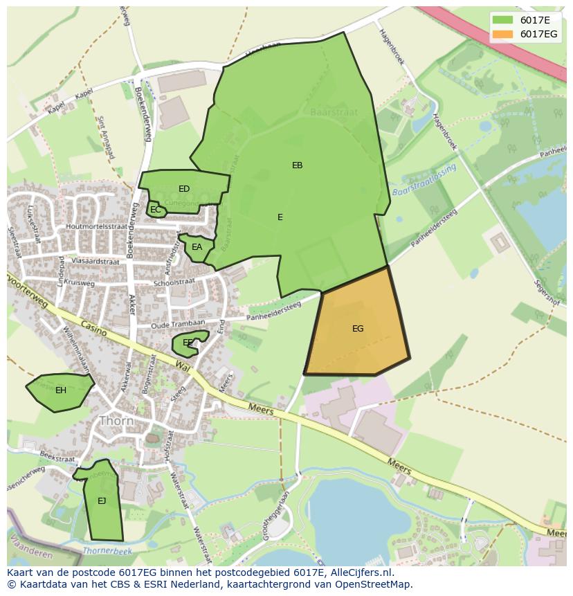 Afbeelding van het postcodegebied 6017 EG op de kaart.