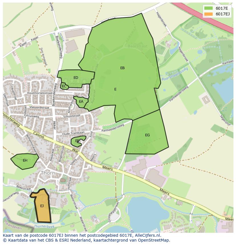 Afbeelding van het postcodegebied 6017 EJ op de kaart.