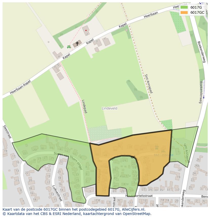 Afbeelding van het postcodegebied 6017 GC op de kaart.