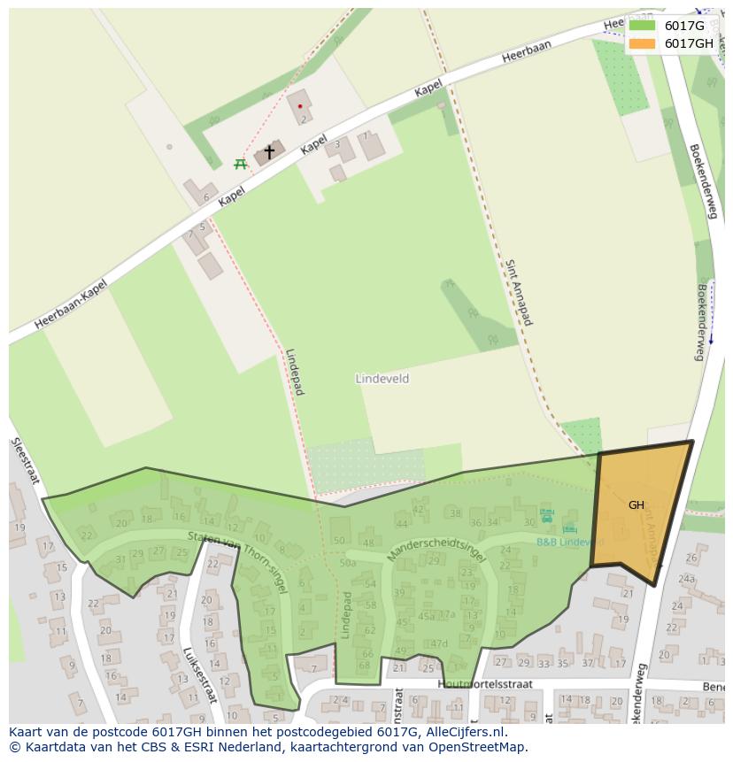 Afbeelding van het postcodegebied 6017 GH op de kaart.