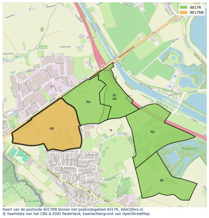Afbeelding van het postcodegebied 6017 RB op de kaart.