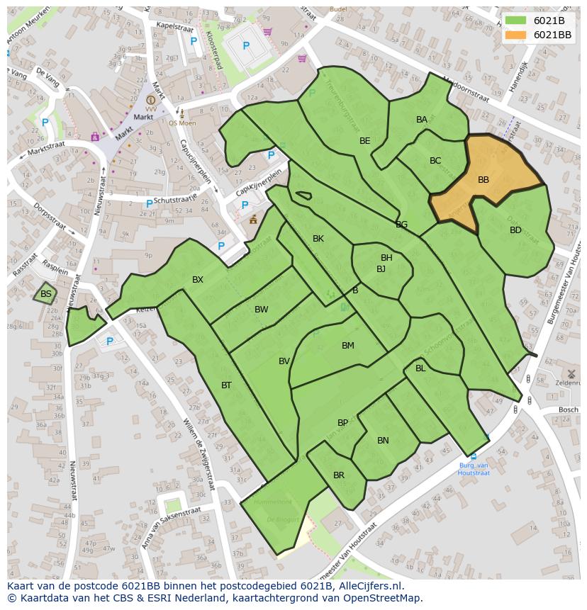 Afbeelding van het postcodegebied 6021 BB op de kaart.