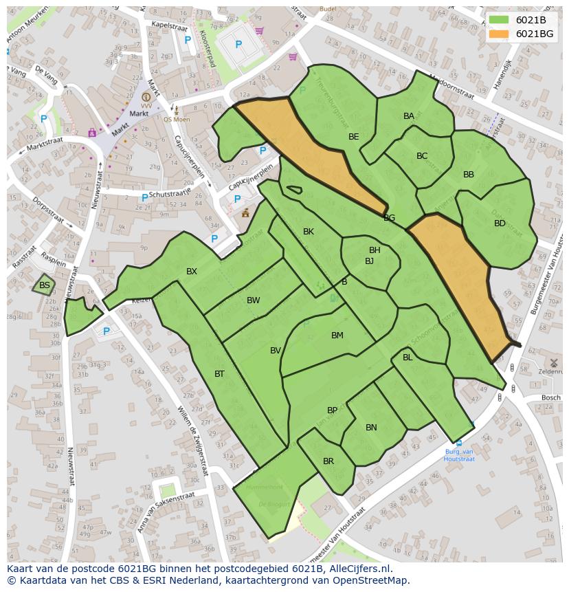 Afbeelding van het postcodegebied 6021 BG op de kaart.