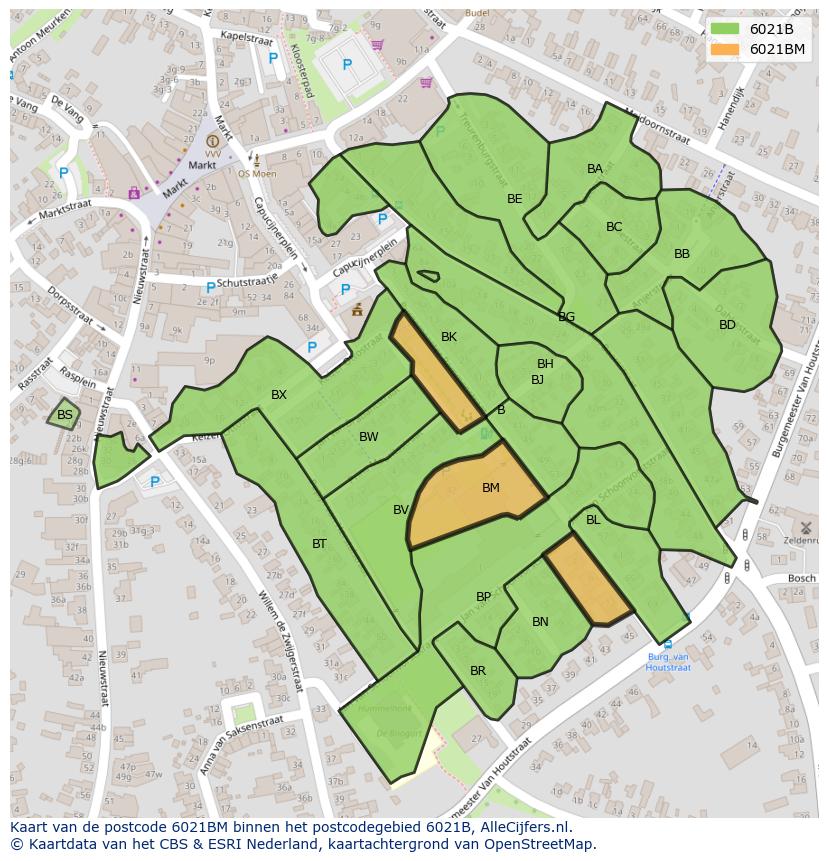 Afbeelding van het postcodegebied 6021 BM op de kaart.